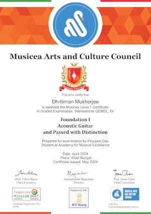 Musicea Examination Certificate